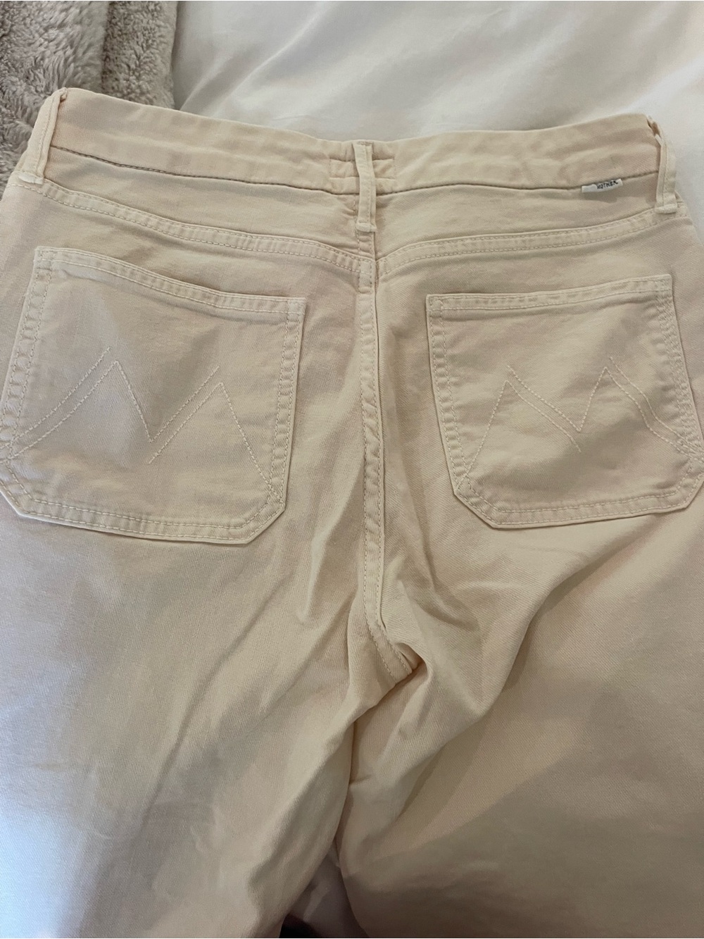 High-Waist Wide Leg Cream Mother Jeans - Picture 5 of 7